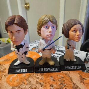 Star Wars Funko Wacky Wobblers Bobbleheads SDCC Han Solo Luke Skywalker Leia